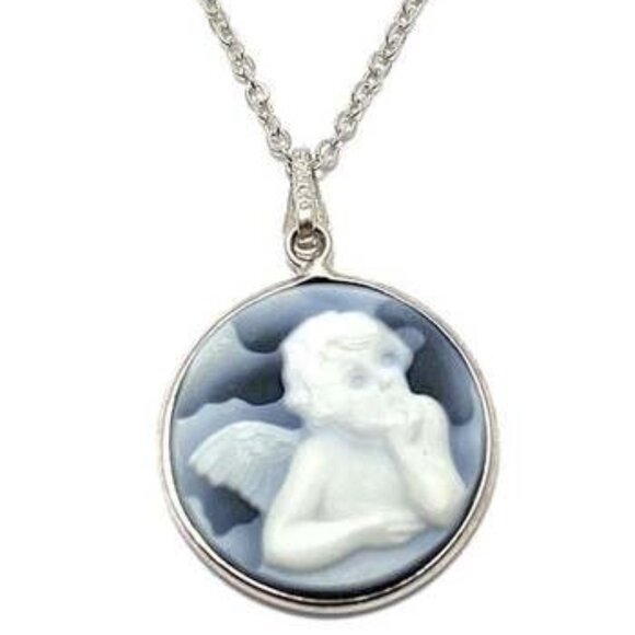 Jewelry - Carved Black Onyx Angel Necklace  (NWOT)
